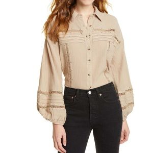 Free People Summer Stars Button Down Shirt Size S